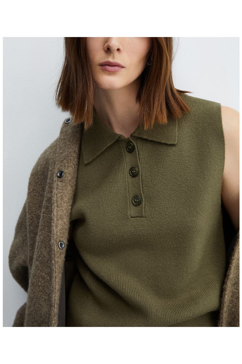 Button Placket Sweater Vest, Alternate, color, KHAKI