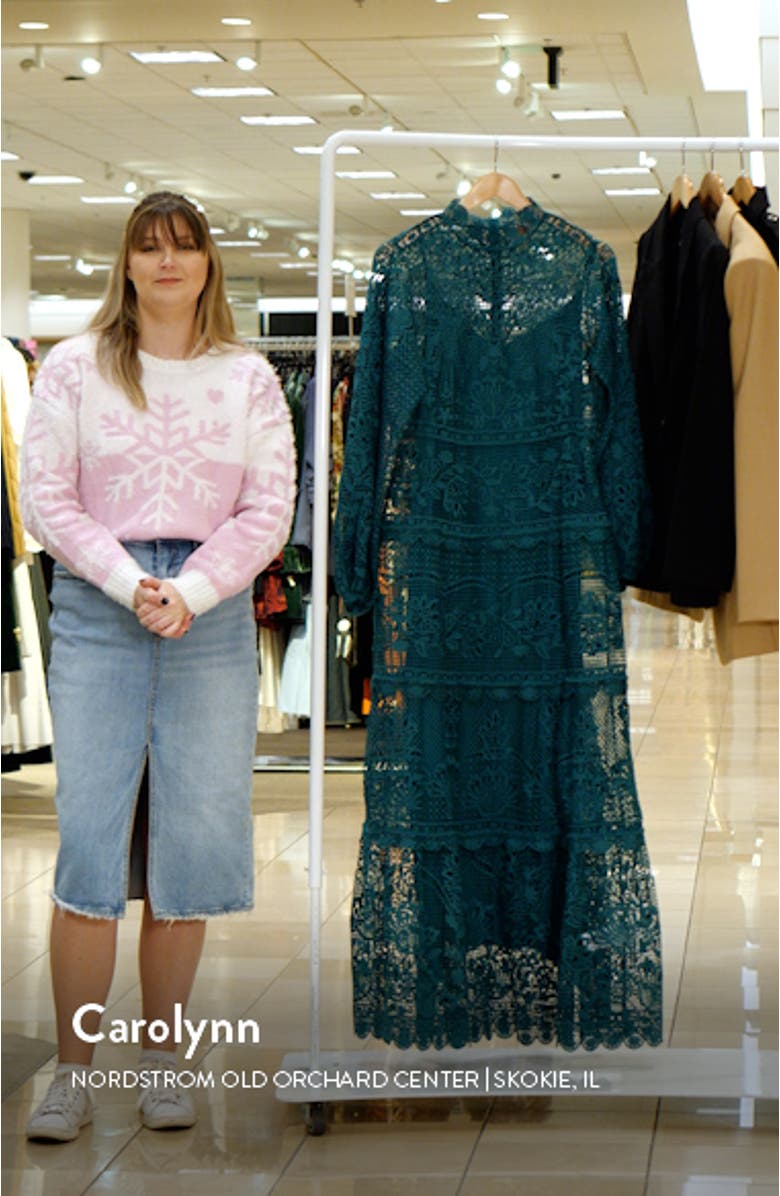Long Sleeve Guipure Lace Maxi Dress, sales video thumbnail