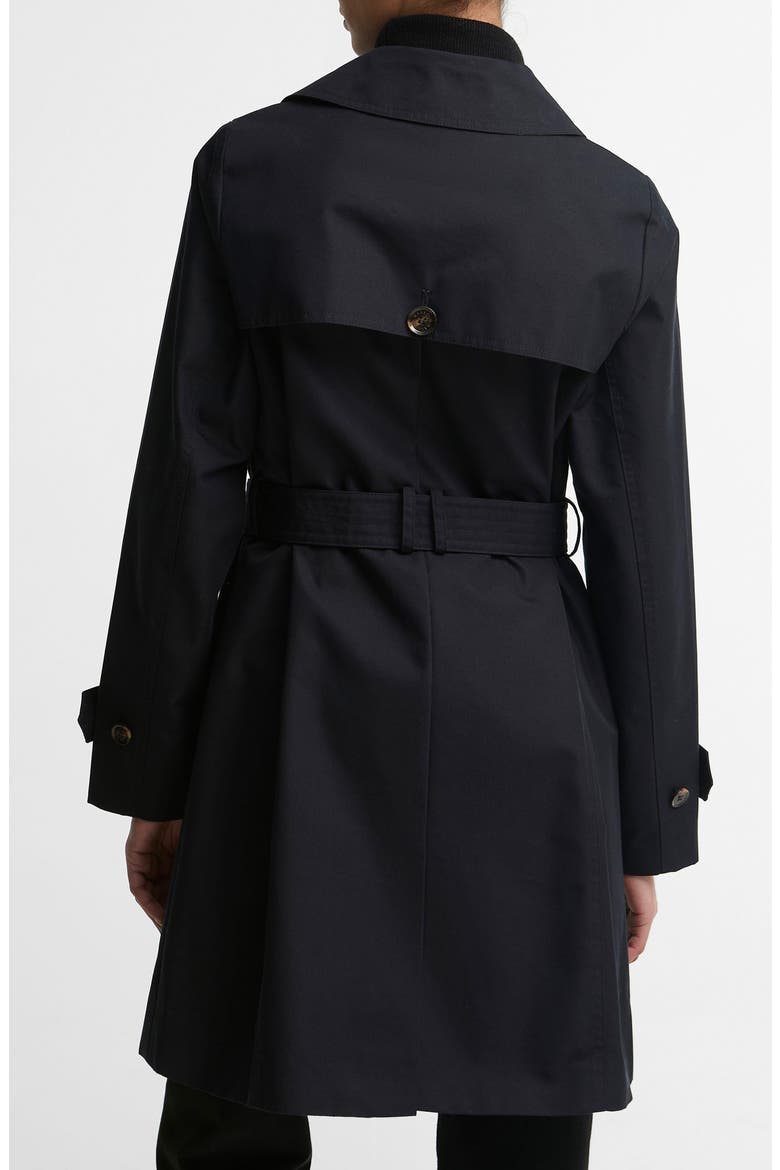 Great Belted Water Resistant Twill Trench Coat, Alternate, color, DK NAVY/ BIRCHWOOD DRESS