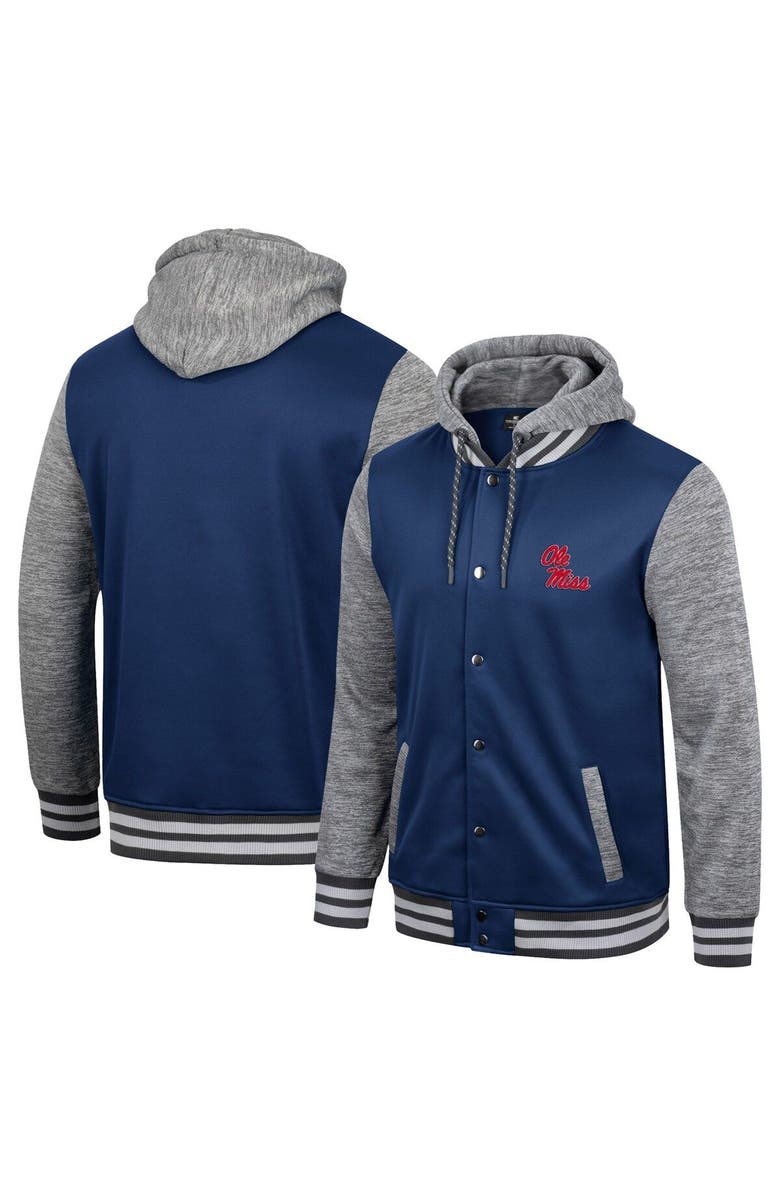 COLOSSEUM Men's Colosseum Navy Ole Miss Rebels Robinson Hoodie Full-Snap Jacket, Main, color, 