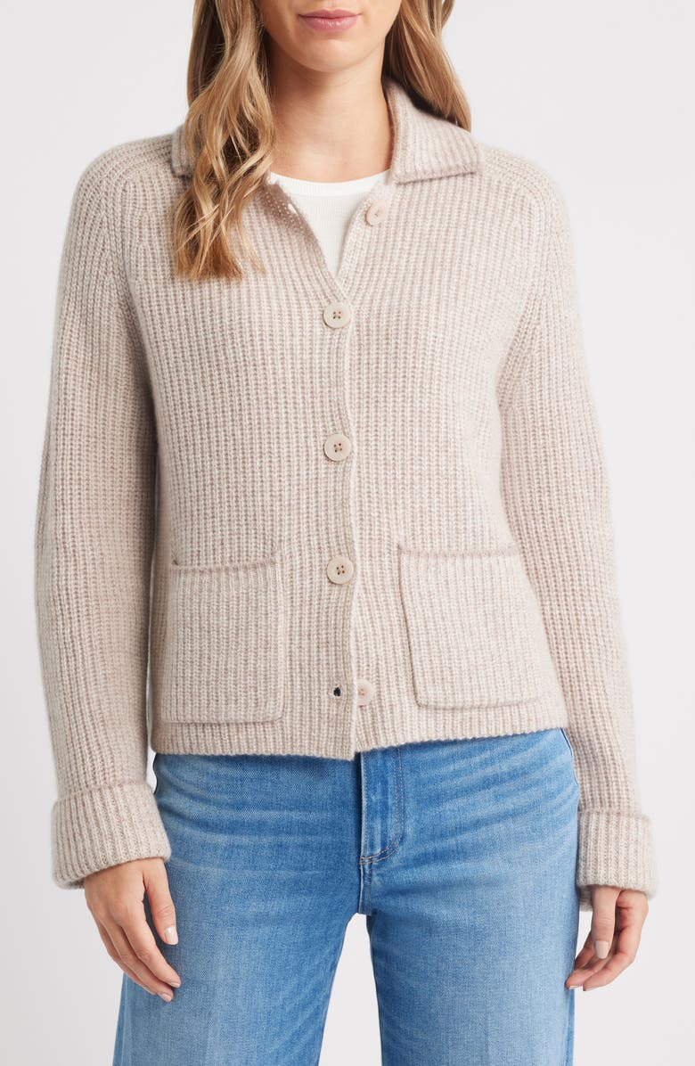 MARGARET O'LEARY Inverness Collared Cashmere Cardigan, Alternate, color, 