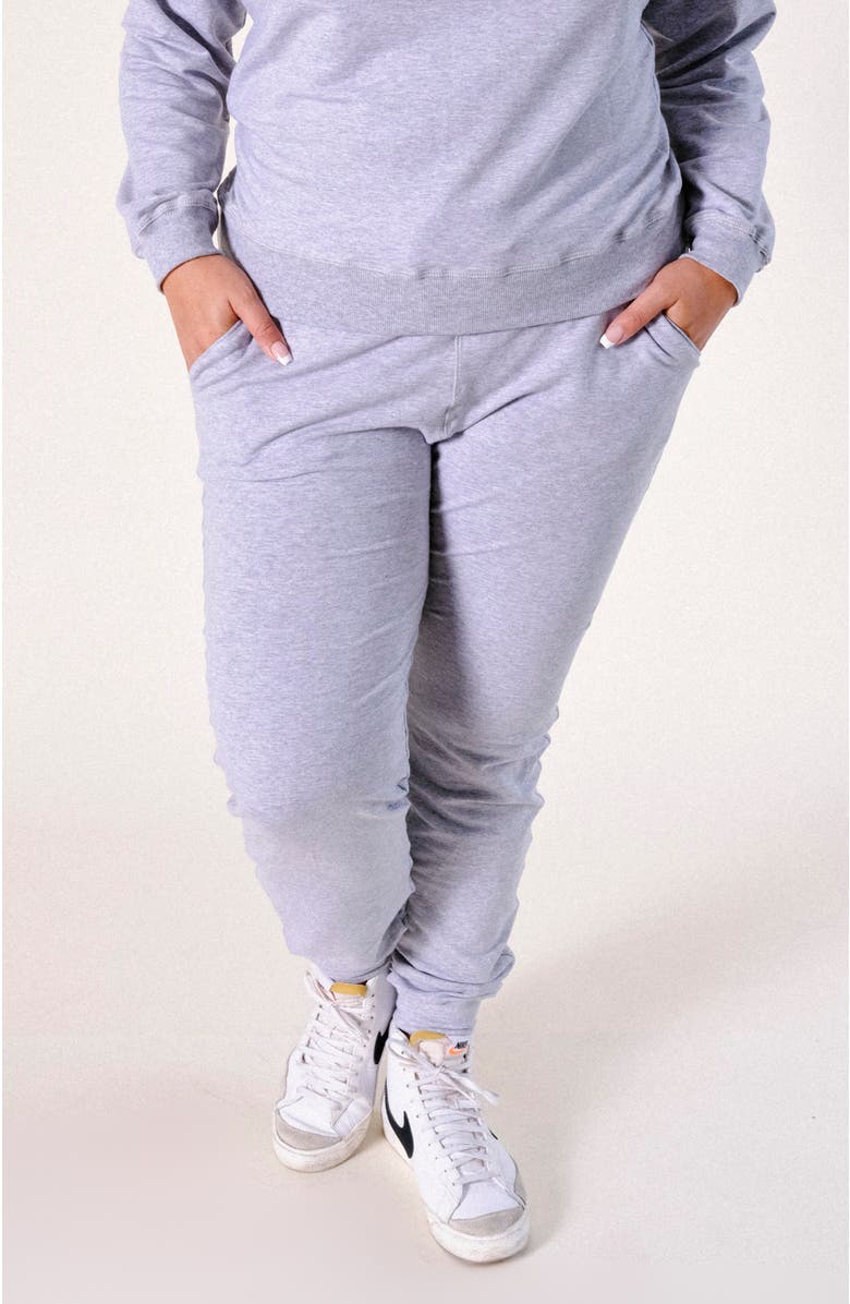 POPLINEN Plus Agnes Organic Cotton + Tencel Jogger Pant, Alternate, color, Heather Gray