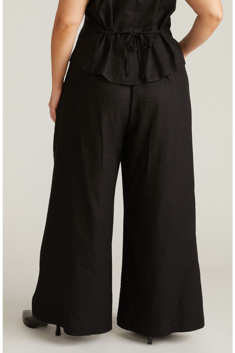 Palais Linen Blend Beach Pants, Alternate, color, BLACK