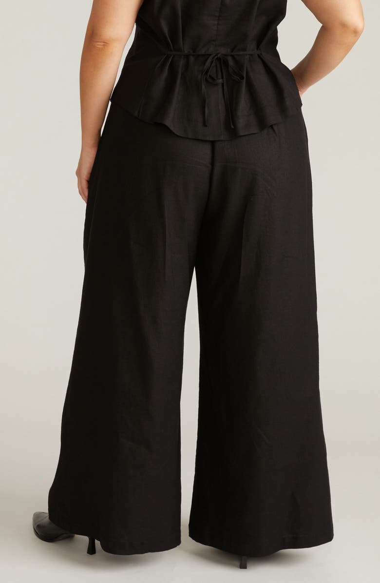Universal Standard Palais Linen Blend Beach Pants, Alternate, color, Black