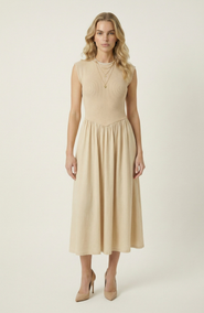 Modenaire Cap Sleeve Knit Flowy Midi Dress