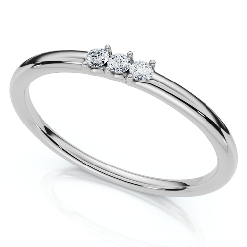 Bliss Diamond Delicate Diamond 3-stone Minimalist Anniversary Wedding Ring 14k Gold Lab Grown In Silver