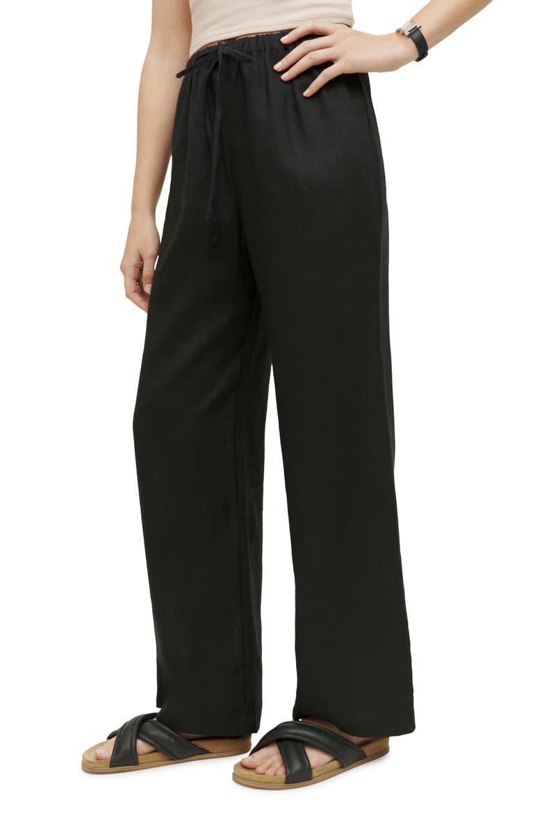 Olina Tie Waist Pants, Alternate, color, BLACK