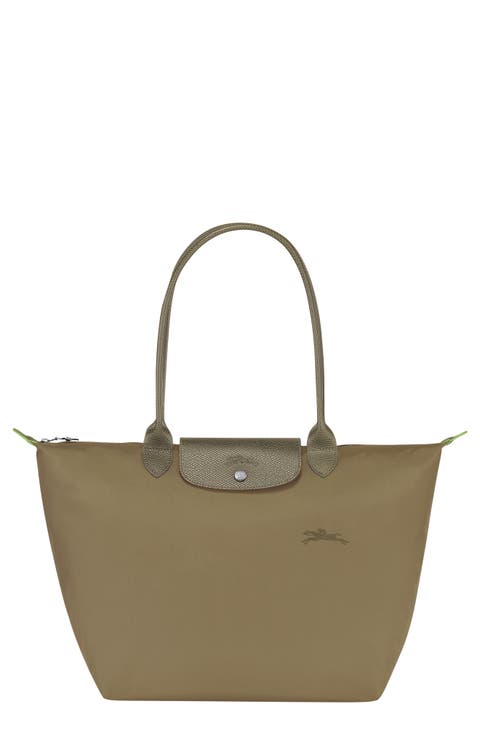 Le Pliage Green Recycled Canvas Large Shoulder Tote