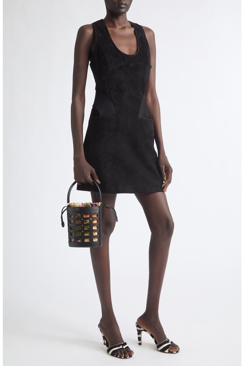 Sleeveless Suede Minidress, Alternate, color, NERO