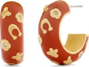 COACH Chubby Floral Enamel Huggie Hoop Earrings