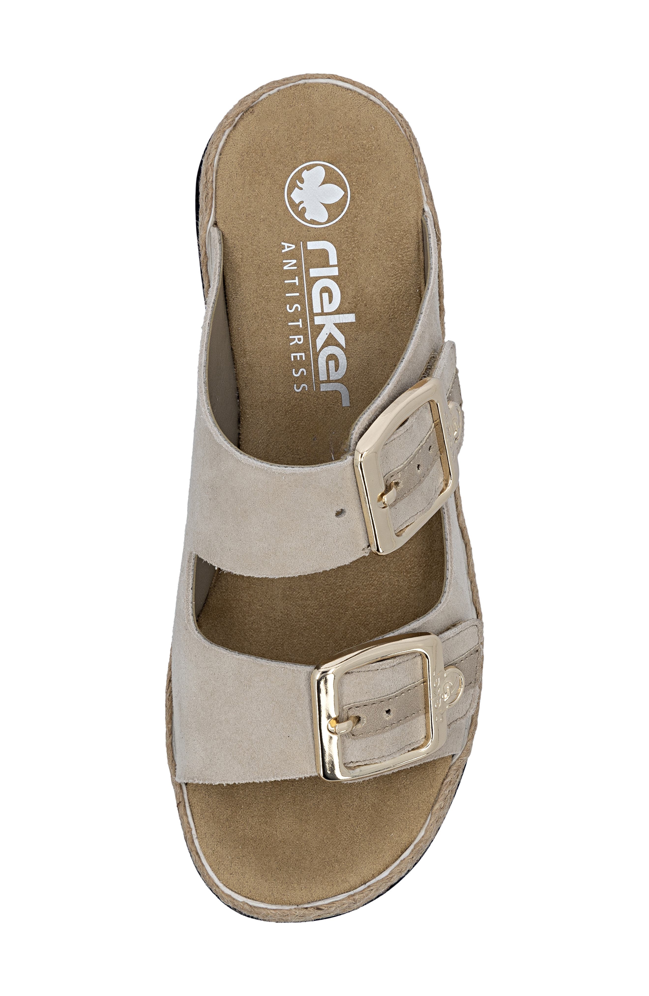 Rieker Regina 55 Slide Sandal, Alternate, color, Iceberg/ Beige