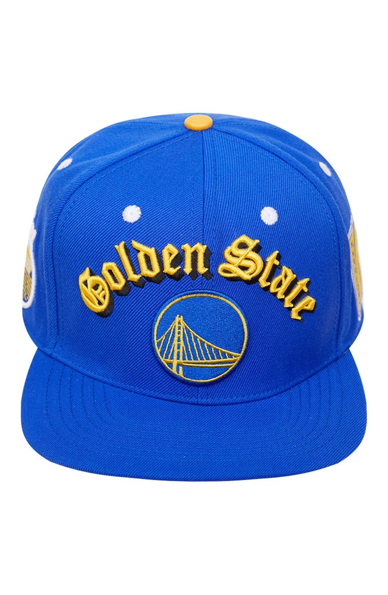 PRO STANDARD Men's Pro Standard Royal Golden State Warriors Old English Snapback Hat, Alternate, color, 