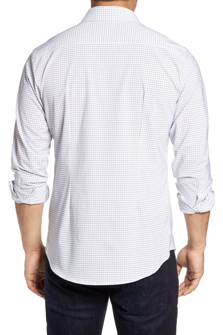 Kennedy Trim Fit Windowpane Shirt, Alternate, color, WHITE