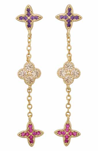 Panacea Multicolor Cubic Zirconia Clover Linear Drop Earrings