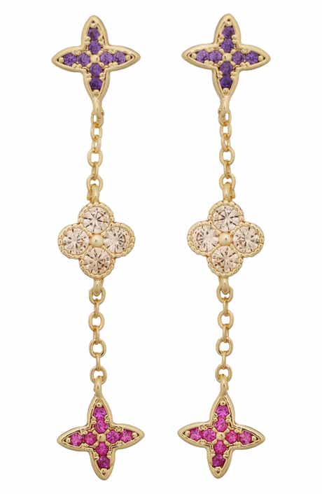 Panacea Multicolor Cubic Zirconia Clover Linear Drop Earrings