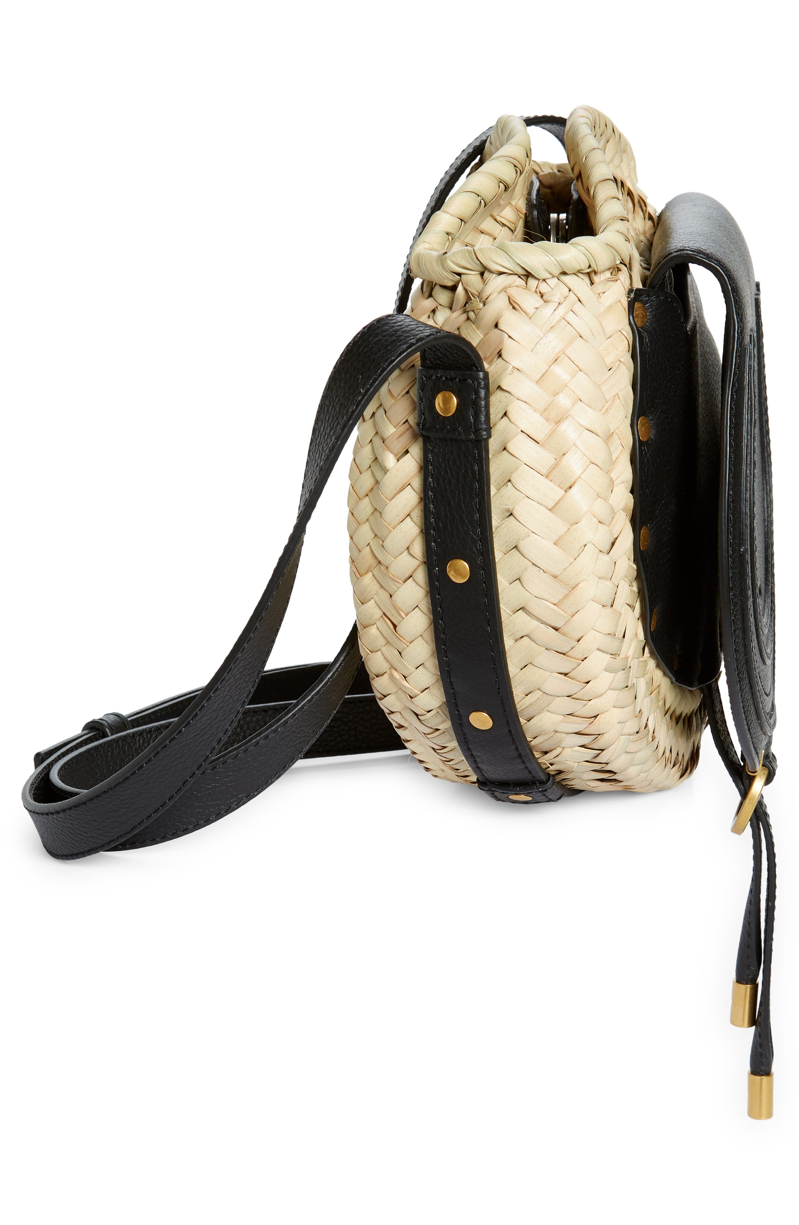 Chloé Marcie Woven Palm Round Crossbody Bag, Alternate, color, 