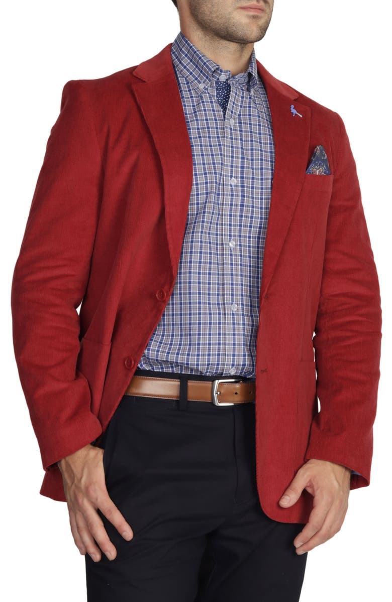 TailorByrd Solid Cotton Corduroy Sportcoat, Alternate, color, Cranberry