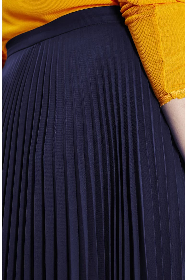 Chiffon Pleated Midi Skirt, Alternate, color, NAVY