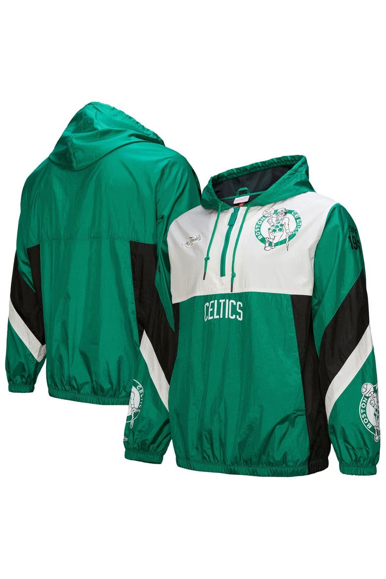 Men's Mitchell & Ness Kelly Green Boston Celtics Hardwood Classics Team Origins Anorak Quarter-Zip Windbreaker Jacket, Main, color, Kelly Green