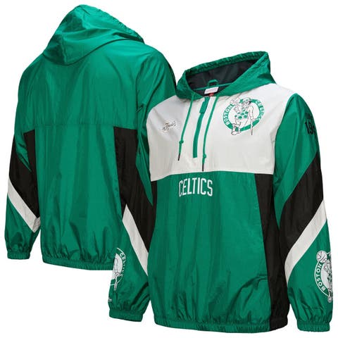 Men's Mitchell & Ness Kelly Green Boston Celtics Hardwood Classics Team Origins Anorak Quarter-Zip Windbreaker Jacket