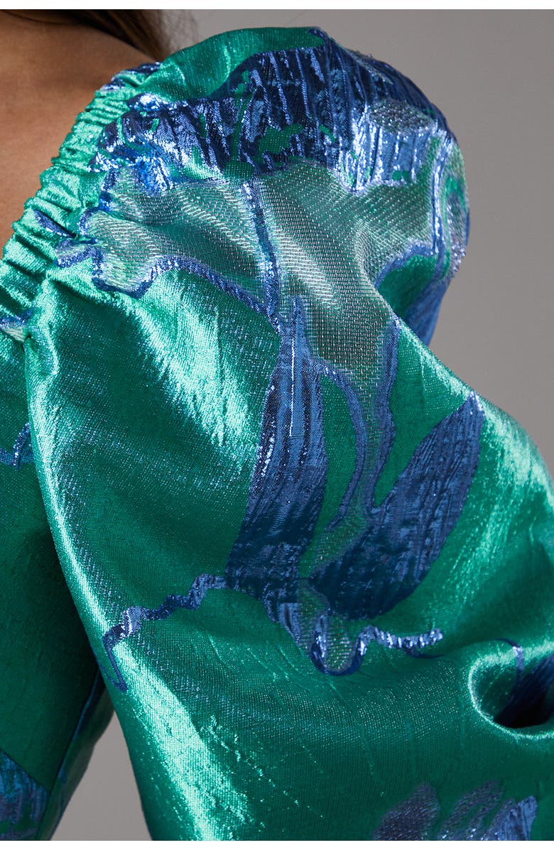 Coast Bubble Sleeve Jacquard Dress, Alternate, color, Green