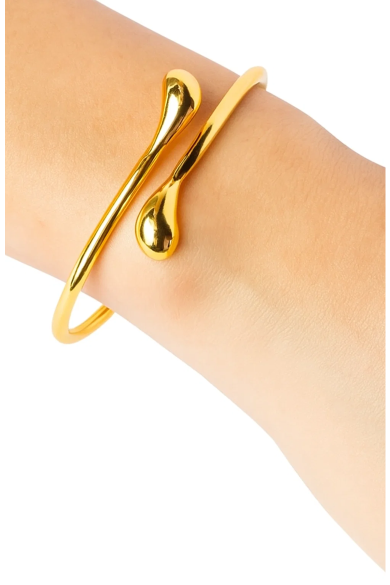 Isabella Gold Plated Teardrop Open Wrap Bangle Bracelet, Alternate, color, Gold