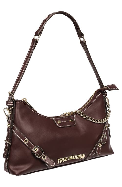 True Religion Belted Chain Strap Shoulder Bag In Burgundy