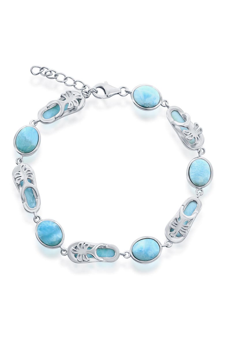 Sterling Silver Larimar Stone Sandal Bracelet, Main, color, BLUE