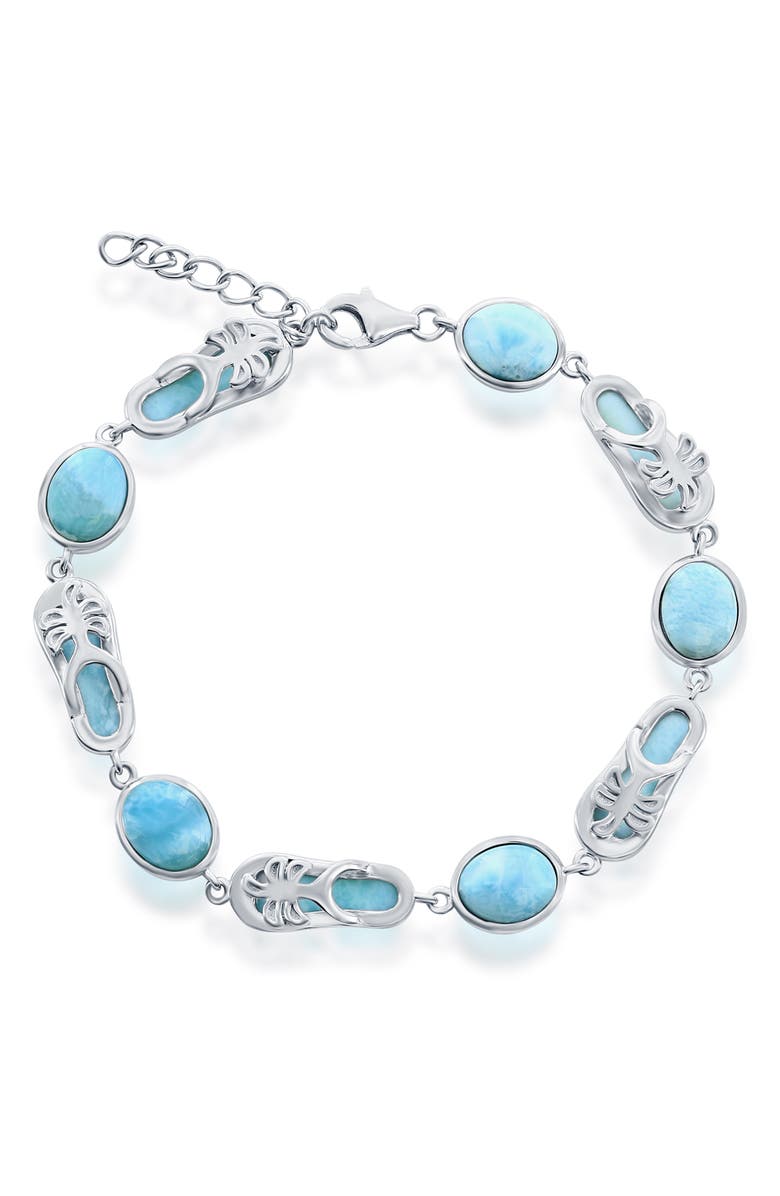 SIMONA Sterling Silver Larimar Stone Sandal Bracelet, Main, color, 