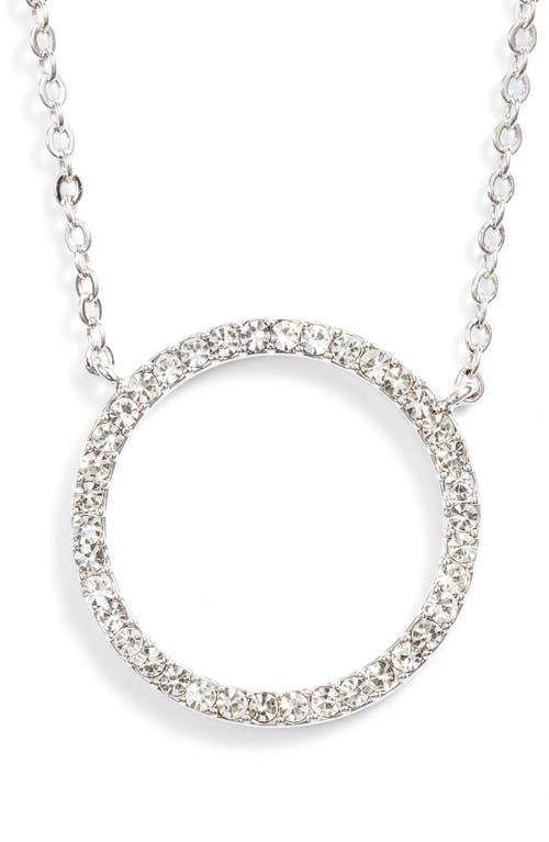 Nordstrom Pavé Open Circle Pendant Necklace in Clear- Silver 