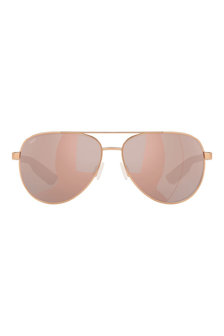 57mm Peli Polarized Pilot Sunglasses, Main, color, ROSE GOLD / COPPER SILVER 580P