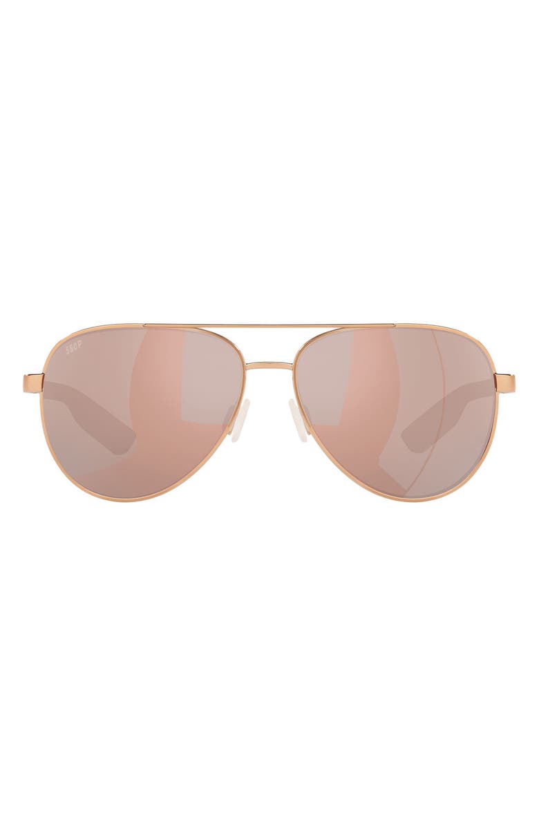 Costa Del Mar 57mm Peli Polarized Pilot Sunglasses, Main, color, Rose Gold / Copper Silver 580P