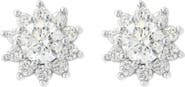 EFFY Sterling Silver Lab Grown Diamond Floral Stud Earrings