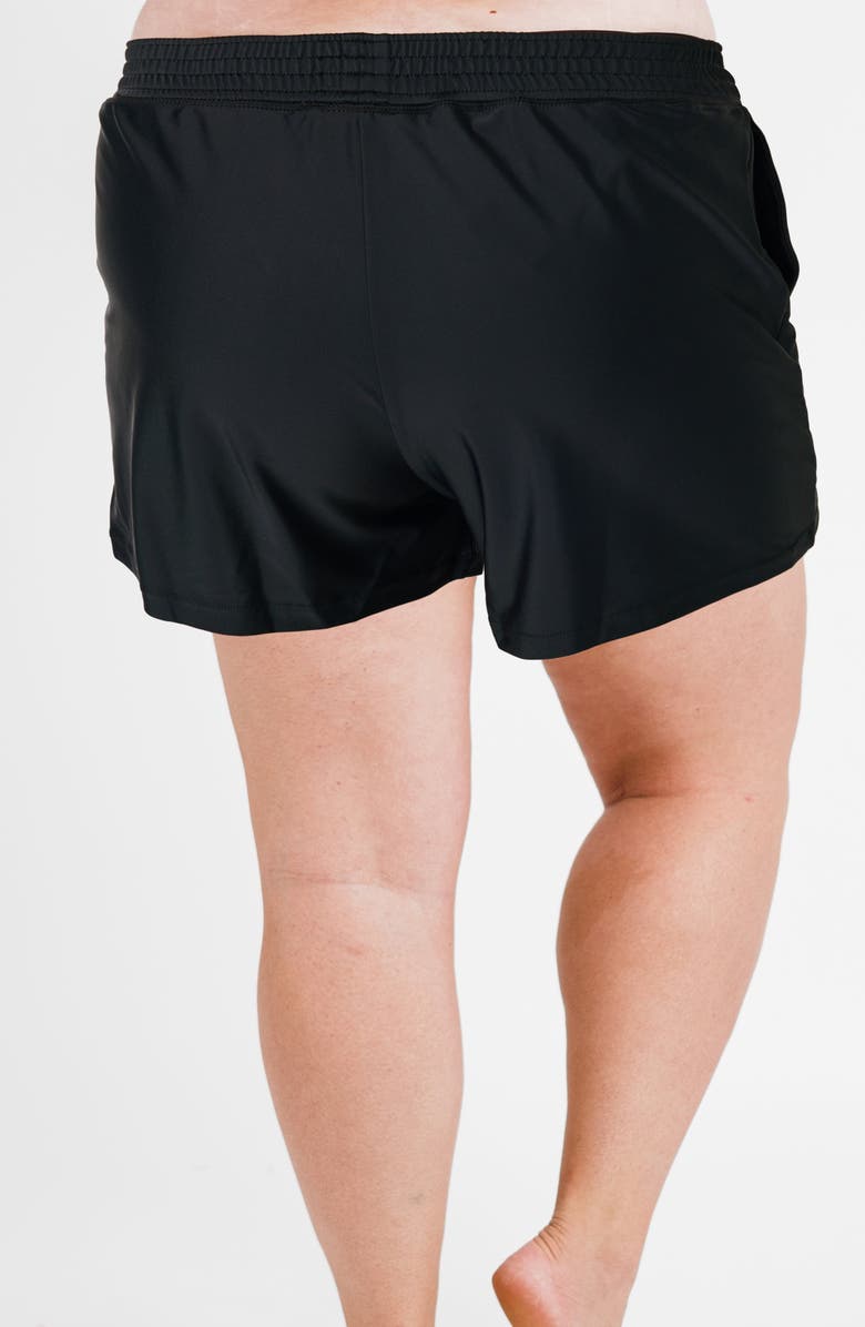 Calypsa Plus Size Classic Fit Swim Shorts With Panty, Alternate, color, Black