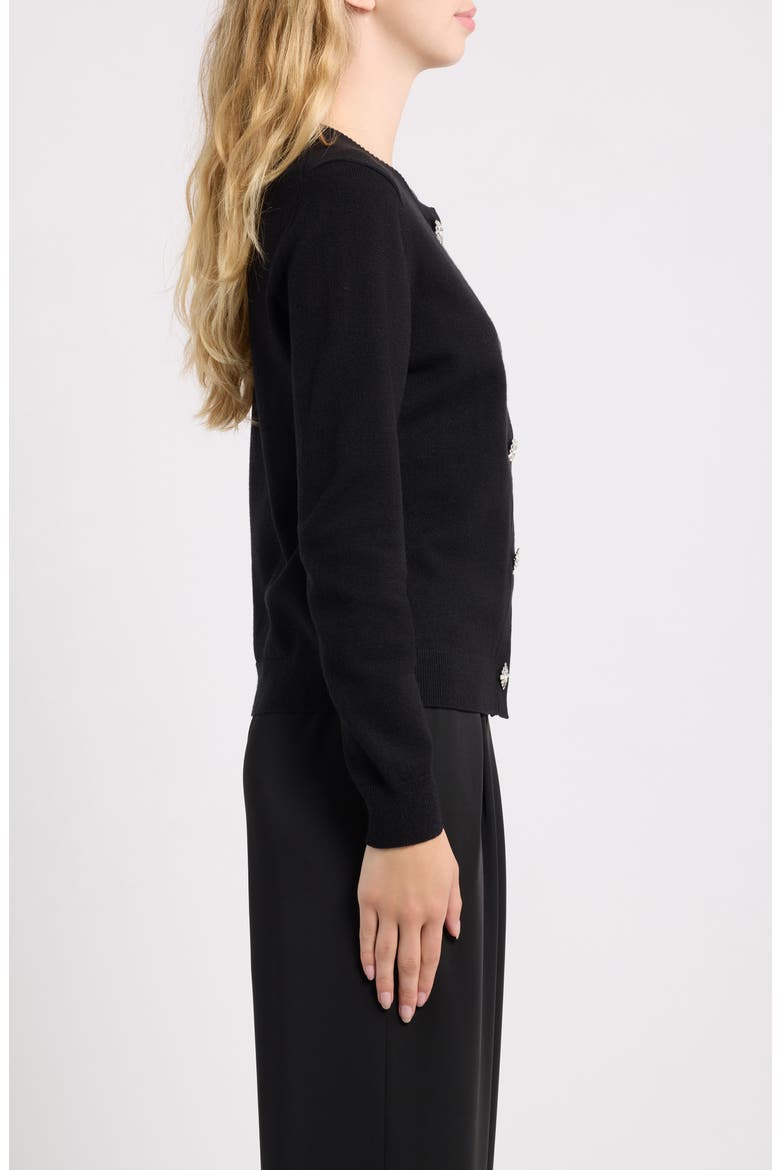 Novelty Button Cardigan, Alternate, color, ANNE BLACK