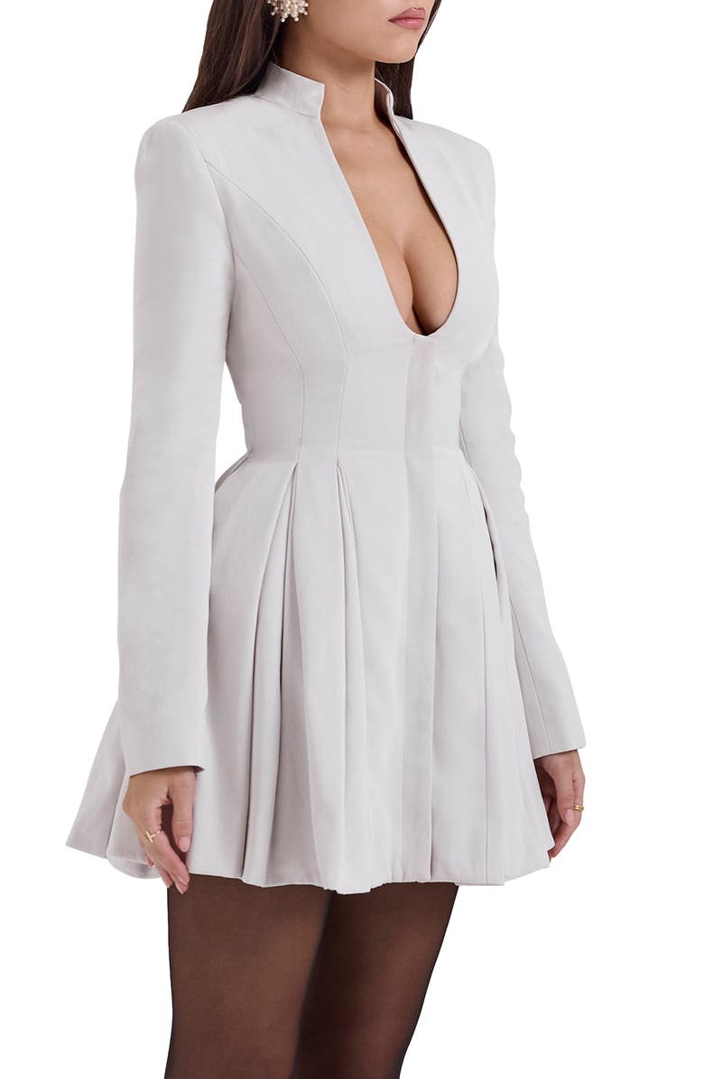 HOUSE OF CB Heiress Plunge Neck Long Sleeve Fit & Flare Dress, Alternate, color, Wind Chime