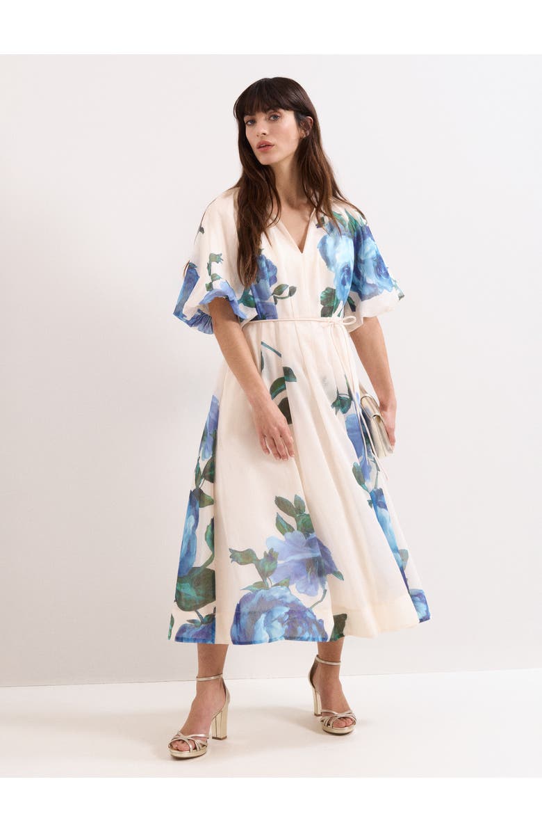 Phase Eight Adeline Floral Midi Dress, Main, color, Cream
