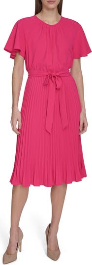 Aerowash Flutter Sleeve Pleated Dress
