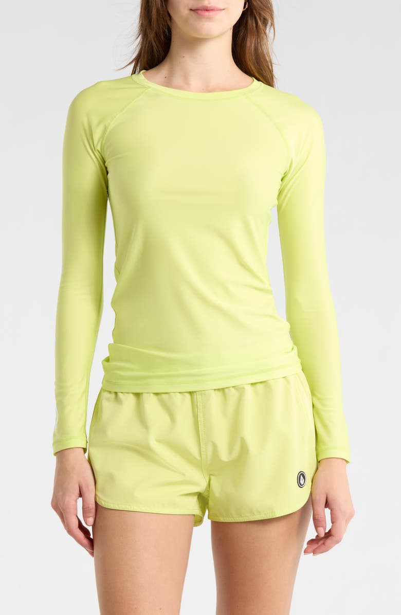 Volcom Simply Core Long Sleeve Rashguard, Main, color, Island Green