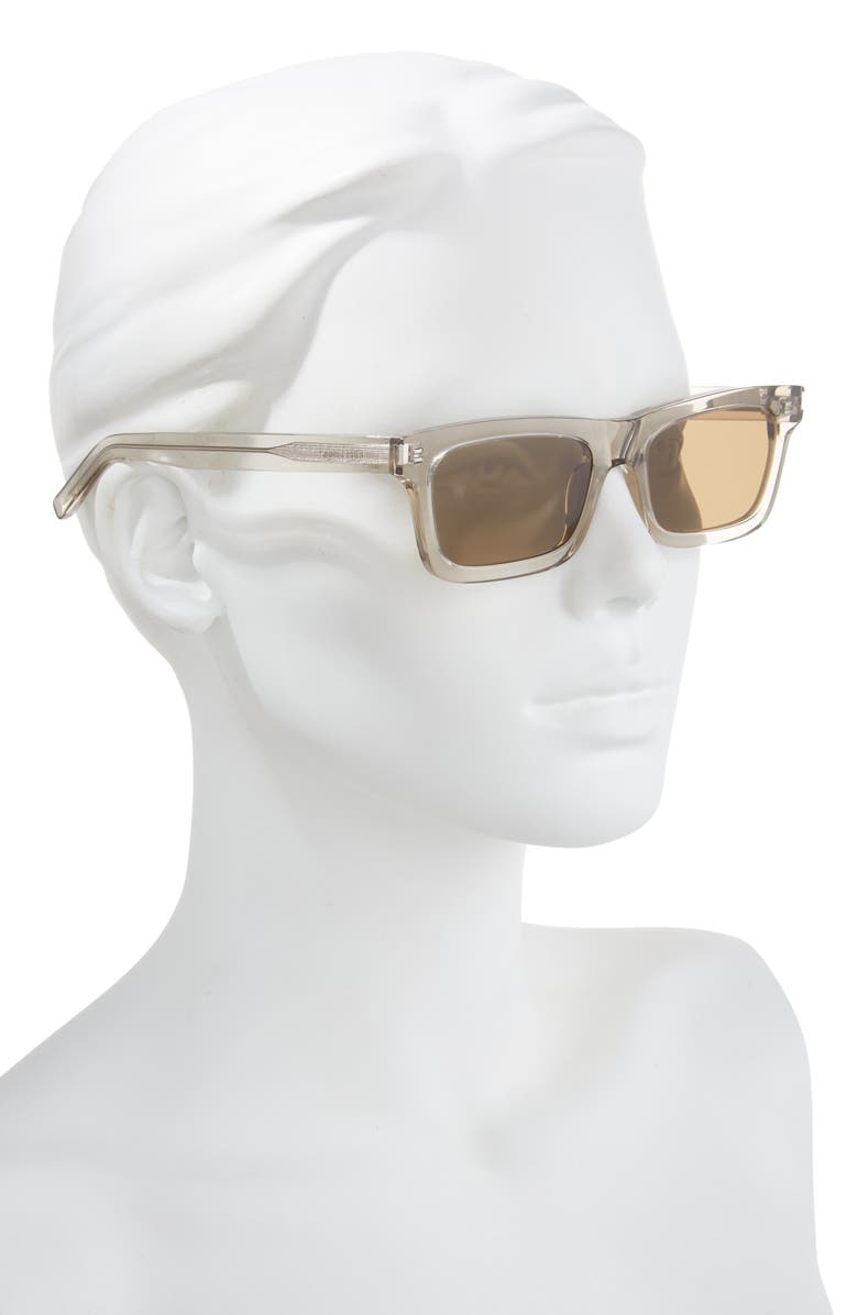 Saint Laurent Betty 54mm Rectangular Sunglasses, Alternate, color, Beige