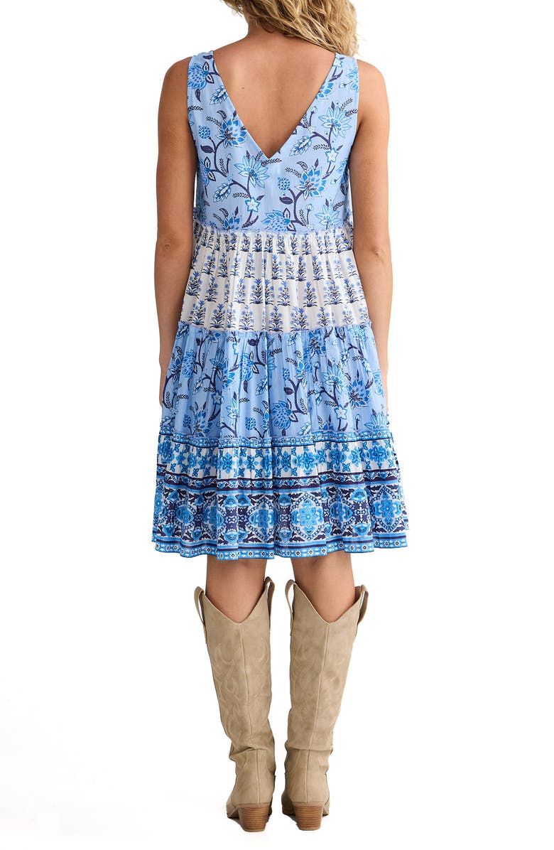 Talisman the Label Lucky Charm Mixed Print Tiered Cotton Dress, Alternate, color, Blueberry Fields