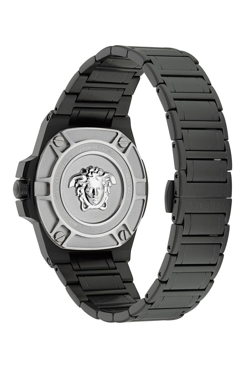 Greca Reaction Bracelet Watch, 44mm, Alternate, color, BLACK