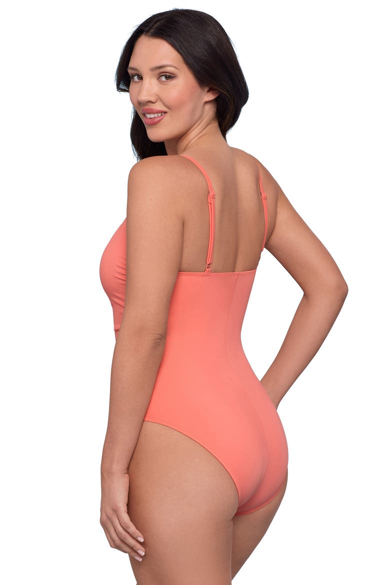 Smoothing and Sculpting Classic Shirred Front One-Piece Swimsuit, Alternate, color, Watermelon