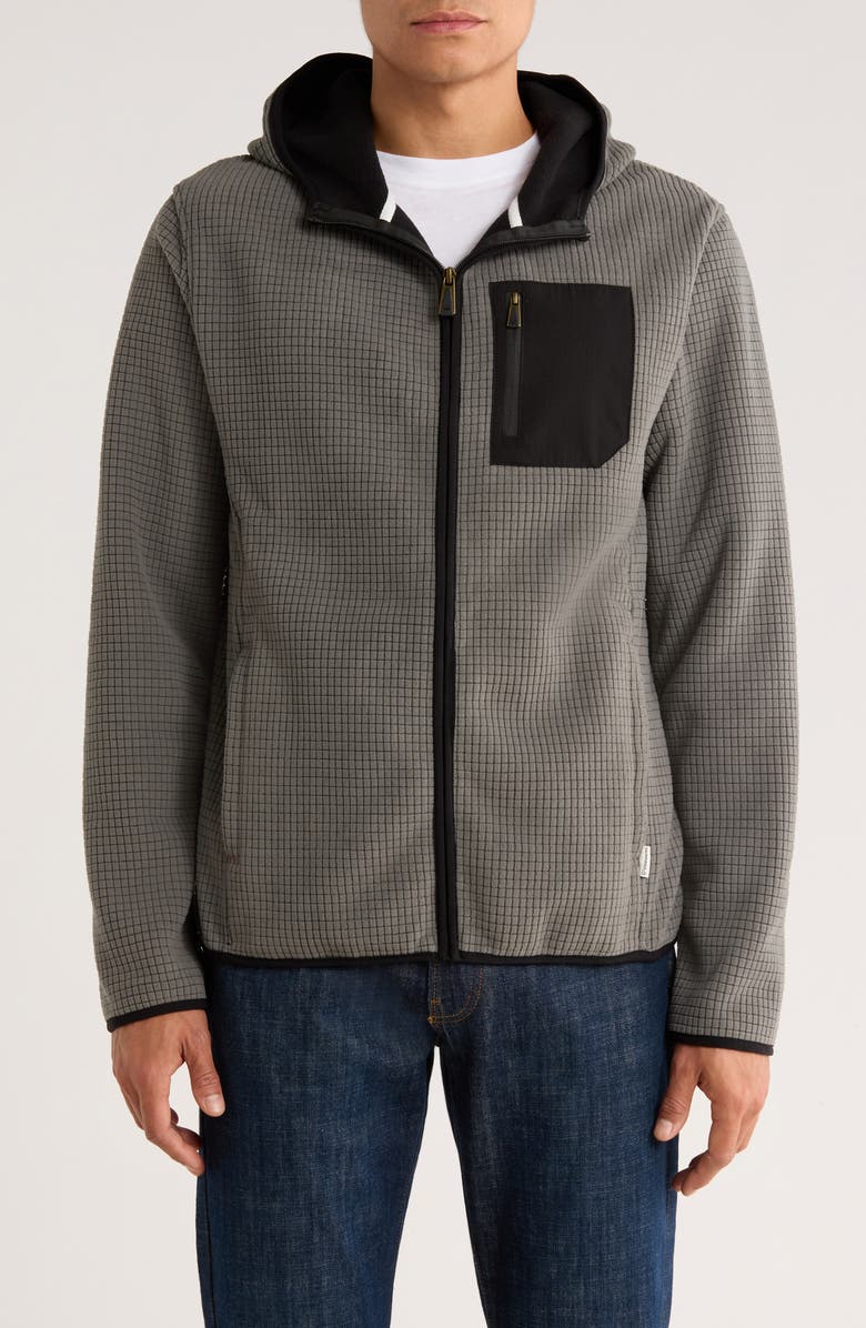 Rainforest Alpine Texture Fleece Hoodie, Main, color, Gunmetal