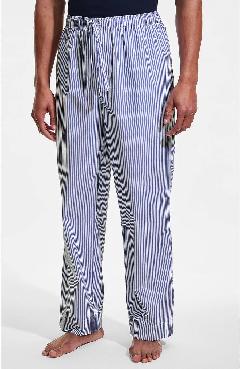 Lands' End Poplin Pajama Pants, Main, color, Sapphire Gem Blue Stripe