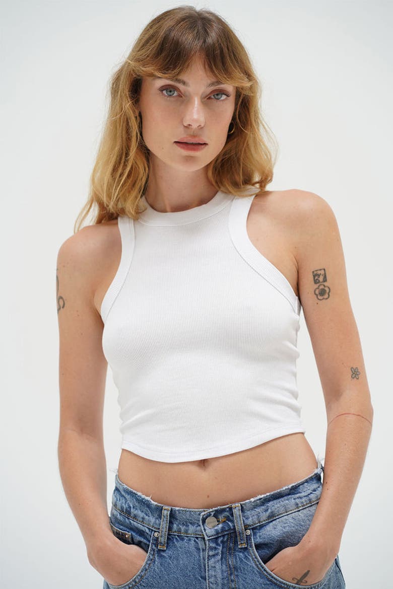 Detra Ribbed Tank, Alternate, color, White