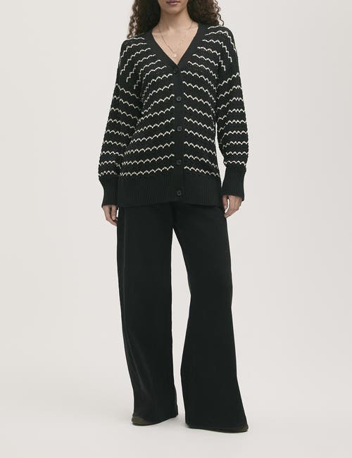 Finery London Alena V-neck Crochet Cardigan In Black
