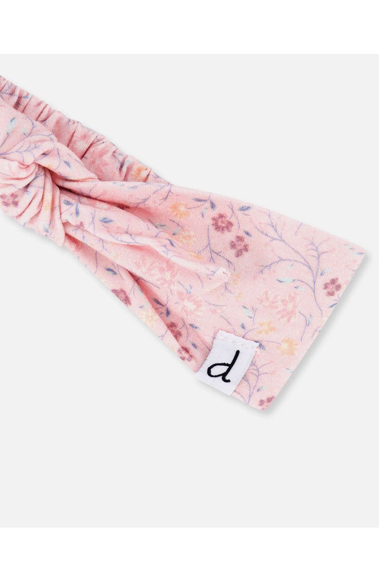 Deux par Deux Baby Girl's Organic Cotton Headband Printed Pink Small Flower, Alternate, color,