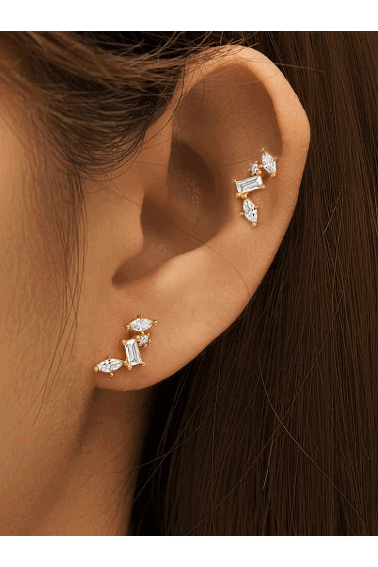 Celestial Cluster Earrings with AAAAA Cubic Zirconia, Alternate, color, Gold