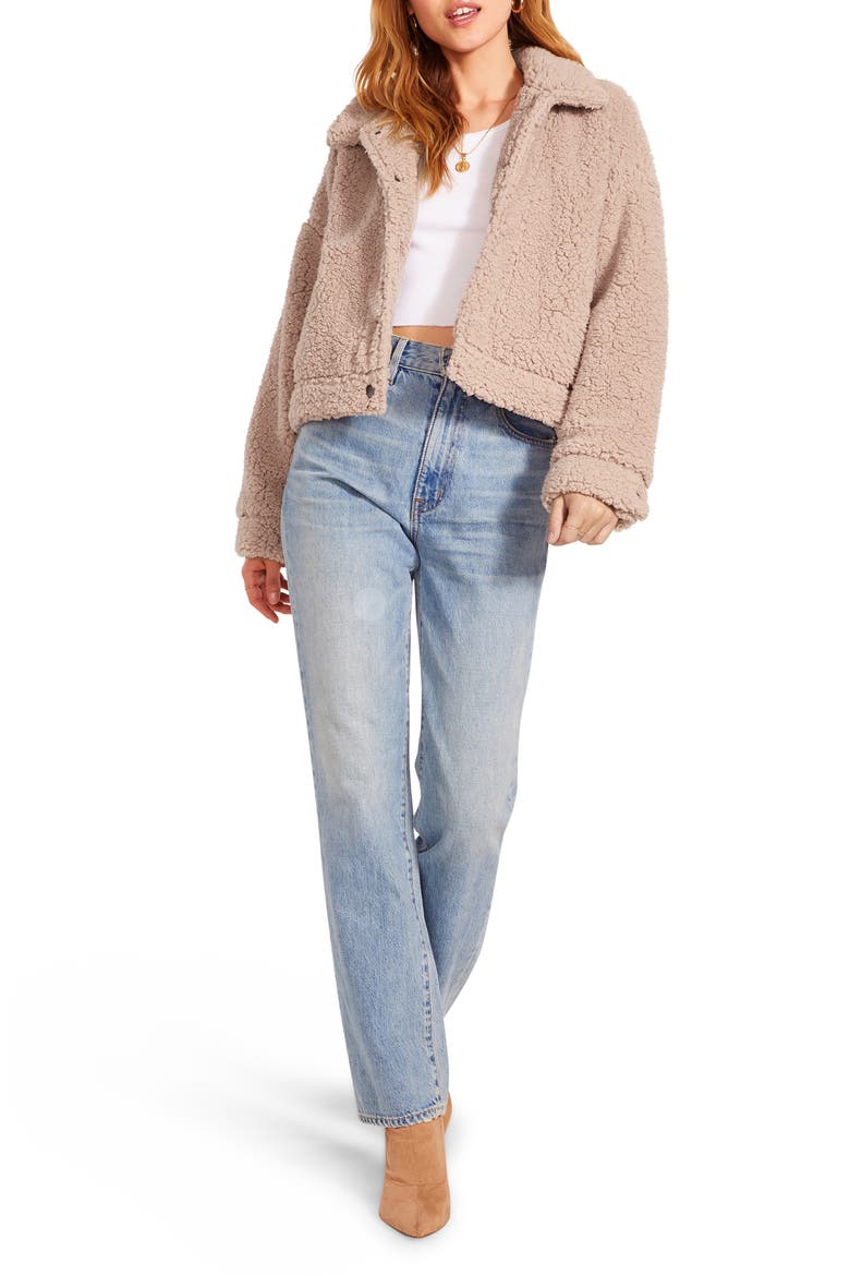 BB Dakota Faux Fur Bomber Jacket, Alternate, color, LIGHT TAUPE
